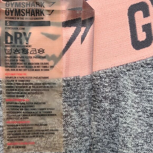 Gymshark Women’s Flex Work Out Leggings Heathered Grey Pink Waistband Small - Picture 4 of 8